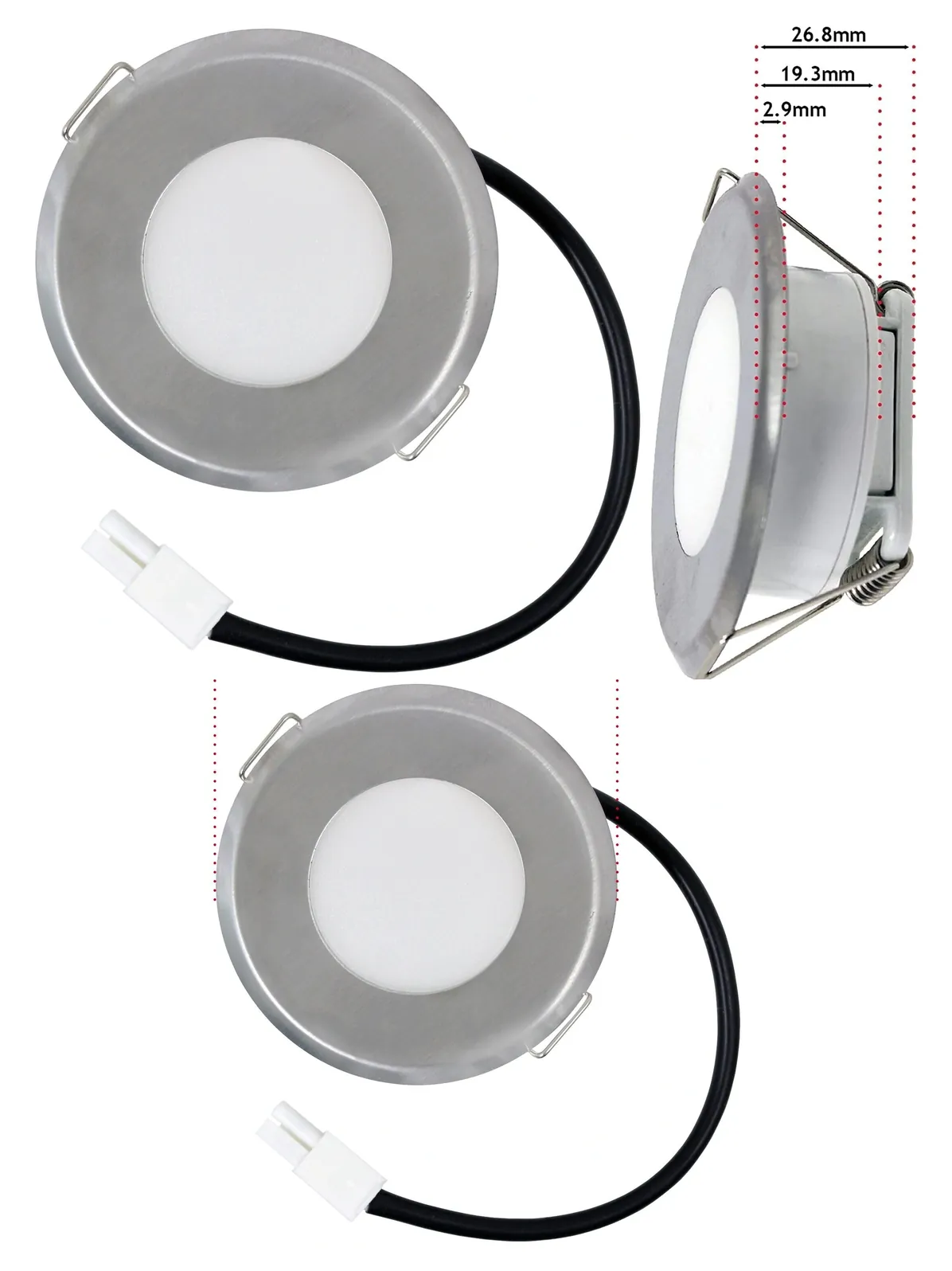 Universal 1.6W LED Kitchen Hood Vent Light - Round Silver 73.5mm