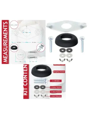 Universal 1½" Close‑Coupling Toilet Cistern Fixing Kit with Metal Plate