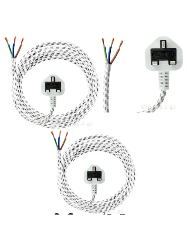 Universal 2.5m Flexible Power Cord for Steam Irons – UK 3‑Pin Plug