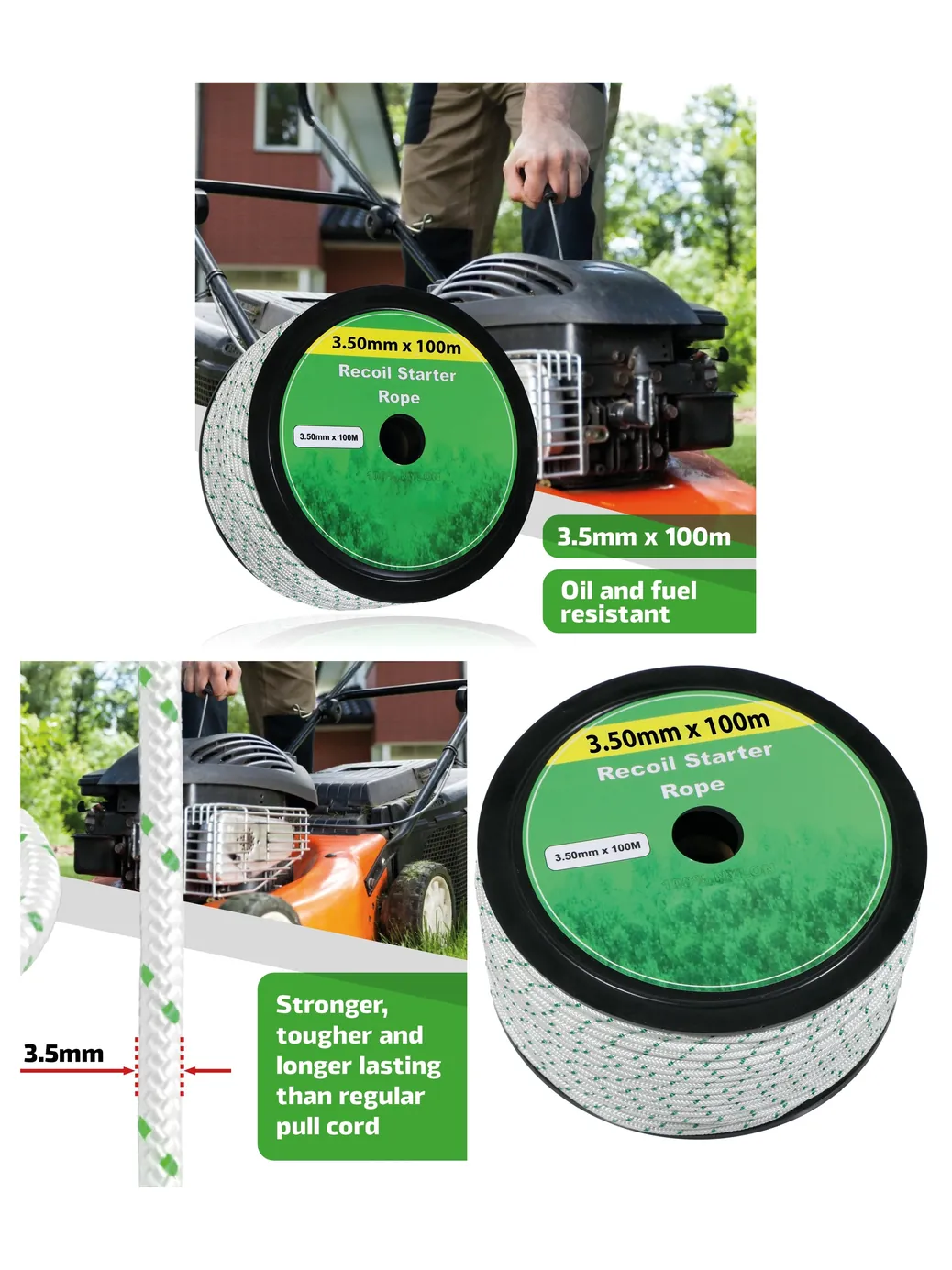 Universal 3.5mm 100m Pull-Start Rope for Lawnmowers & Chainsaws