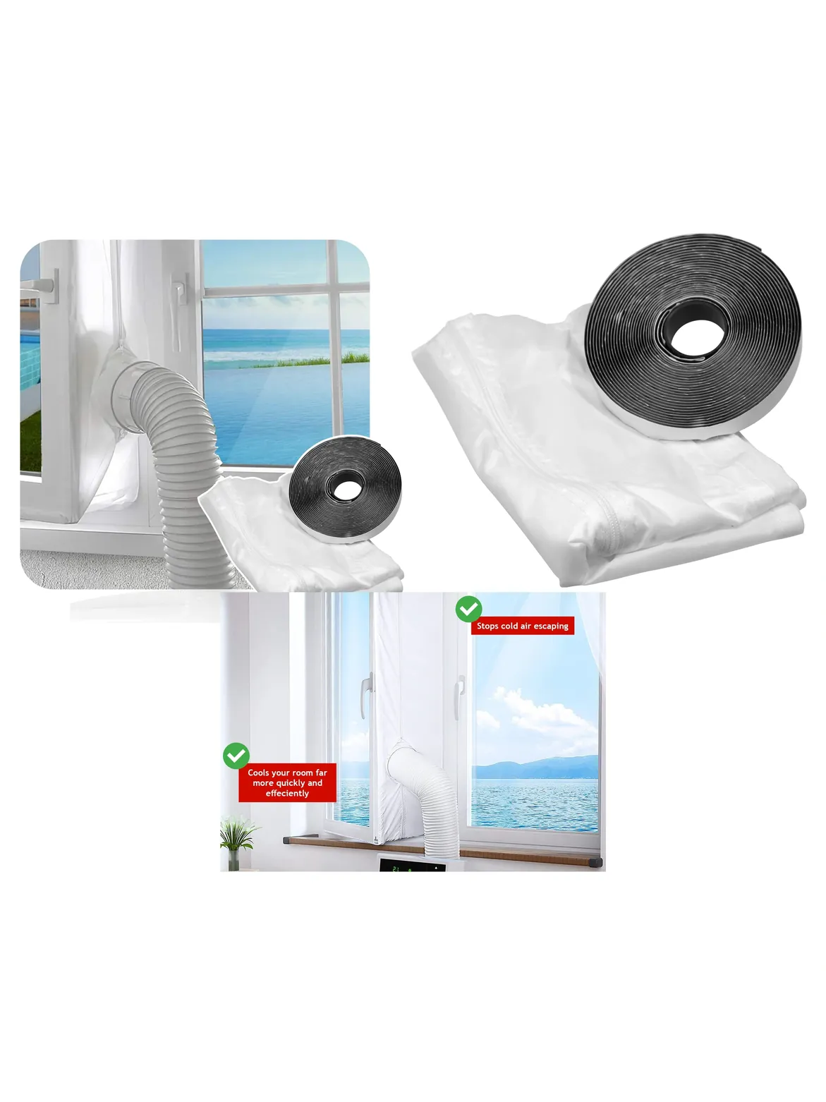 Universal 3‑Meter Zip Vent Seal Kit for Window Air Conditioners
