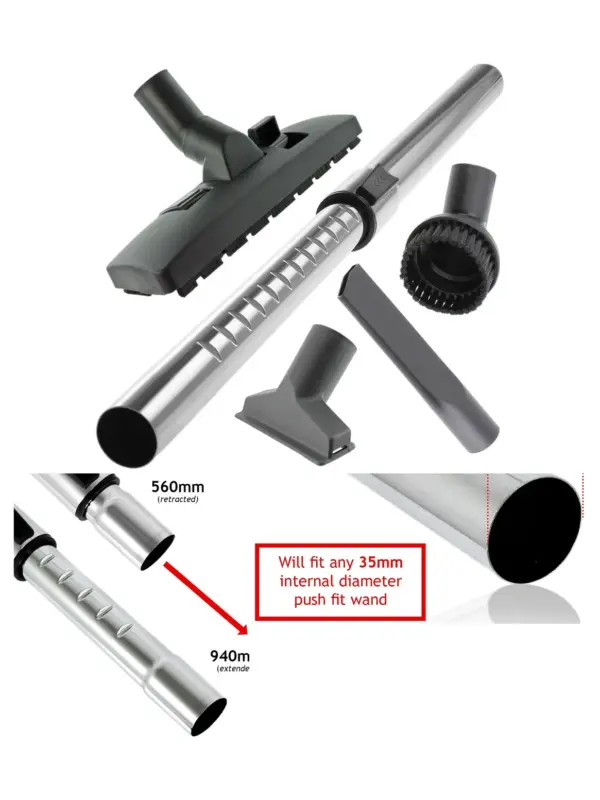 Universal 35mm Telescopic Extension Rod & Tool Kit for Vacuum Cleaners
