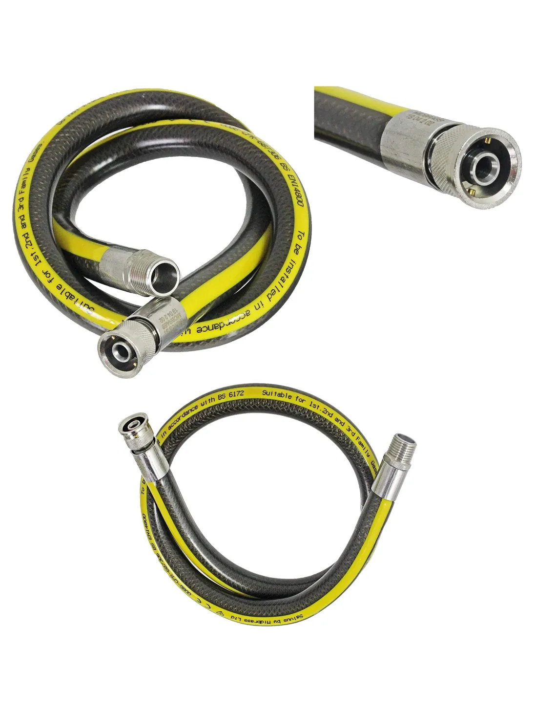 Universal 3ft 1/2" Gas Hose for Oven & Cooker BS EN14800 CE