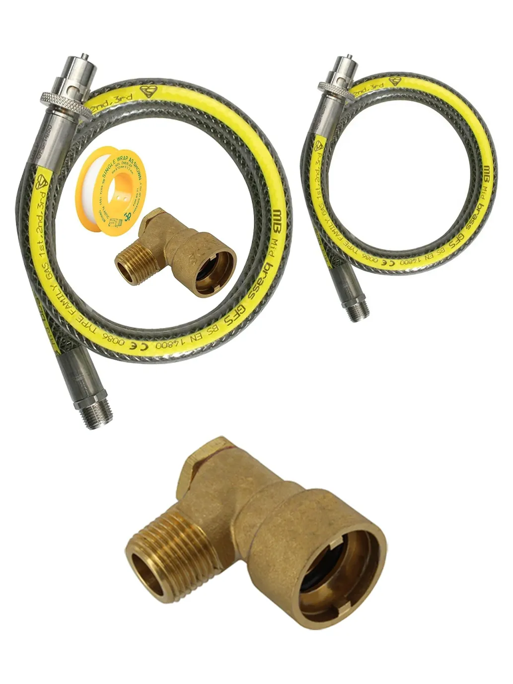 Universal 3ft 1/2" Oven Gas Hose PTFE Tape & Bayonet Connector – CE