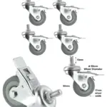 Universal 4‑Pack 50mm M10 Swivel Caster Wheels with Brake – Non‑Marking