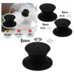 Universal 47mm Black Silicone Saucepan Lid Handle – Set of 2 Knobs