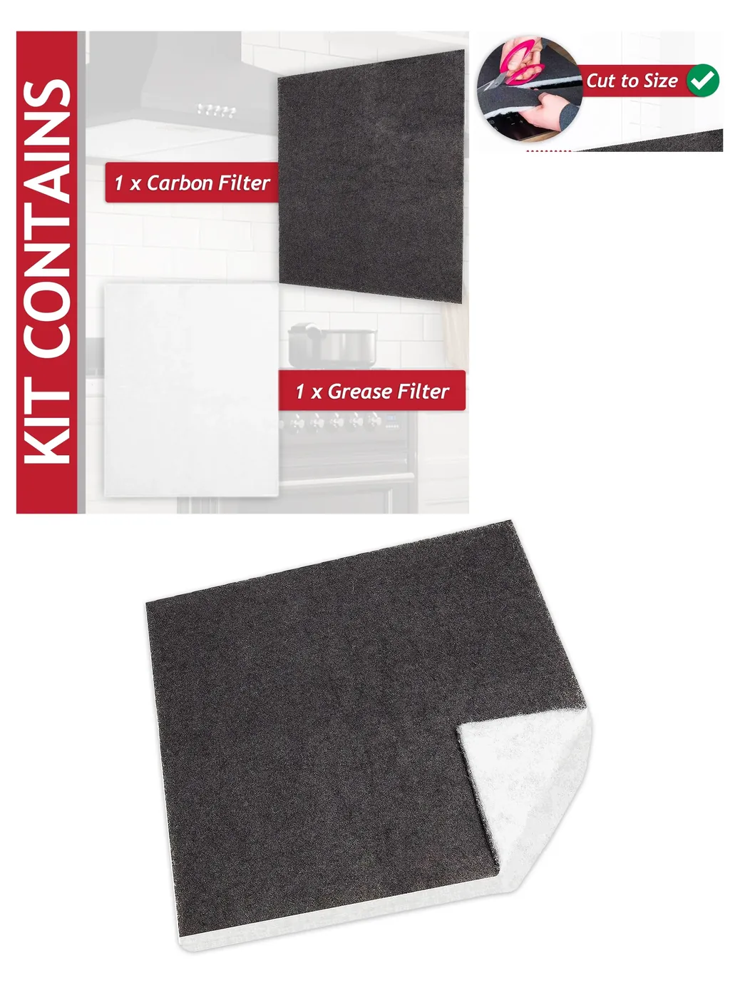 Universal 57×47 cm Carbon Foam Grease Filter Kit for Cooker Hoods