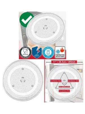 Universal 6‑Lug Glass Microwave Turntable Tray – 11″