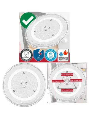 Universal 6‑Lug Microwave Turntable Glass Tray – 10″ (25.5 cm) Y‑Type