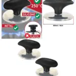 Universal 6cm Pan Lid Handles Black and Chrome Silver 2 Pack for Pots