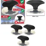 Universal 6cm Pan Lid Handles – Black & Chrome Silver Set of 3