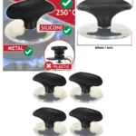 Universal 6cm Pot Lid Handles – Black & Chrome Silver Knobs, Pack of 4