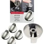 Universal 6mm Silver Metal Oven & Stove Knob Replacement - Pack of 4