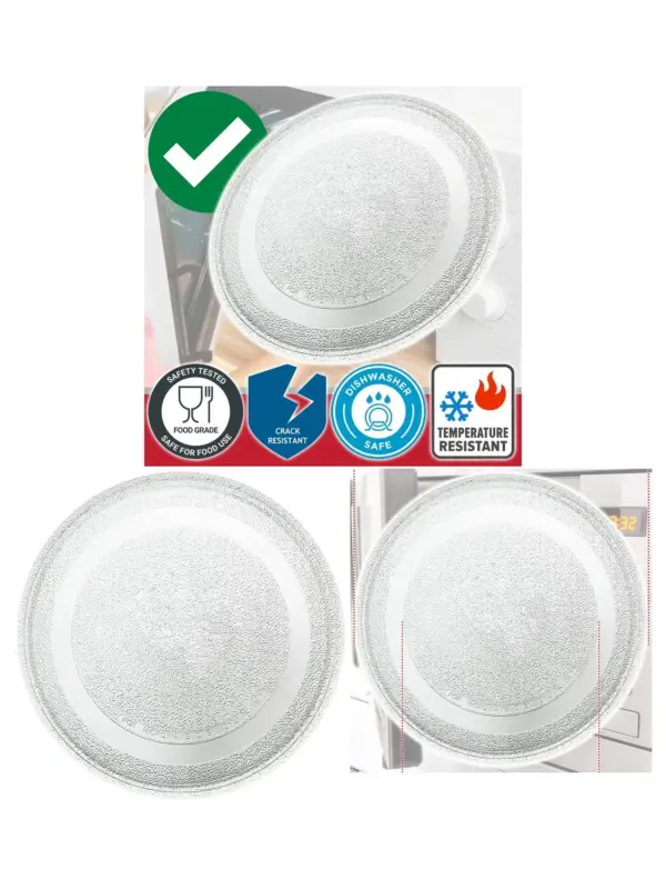 Universal 9.65" Glass Microwave Turntable Plate – 24.5cm Flat Dish Tray