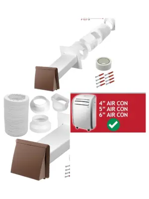 Universal AC External Vent Kit – 100‑150mm Wall Duct Set in Brown