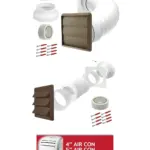 Universal AC External Wall Vent Kit – 100‑150mm Duct Set in Brown