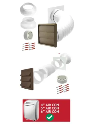 Universal AC External Wall Vent Kit – 100‑150mm Duct Set in Brown
