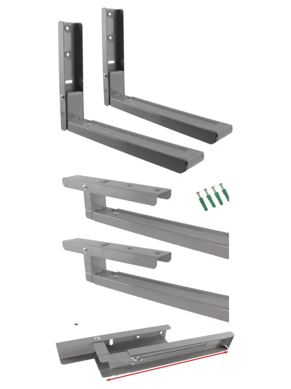 Universal Adjustable Microwave Wall Mount Bracket - Silver Grey