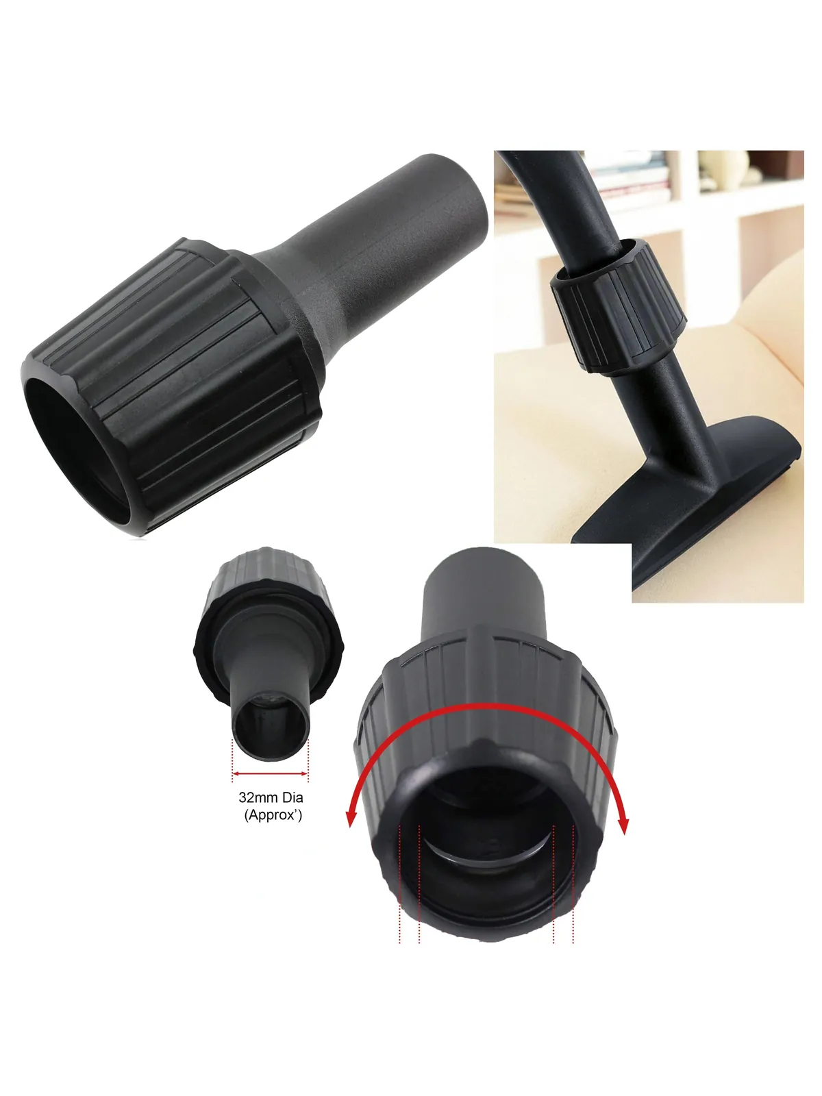 Universal Adjustable Vacuum Cleaner Hose & Rod Adapter Nozzle 30-38mm