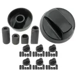 Universal Black Control Knob & Adapter Set for Candy Cooker Hob 6 pcs