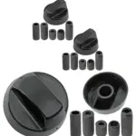 Universal Black Control Knob & Adapter x2 for Gas Fire, Press & Heater