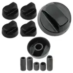 Universal Black Control Knob & Adapters – 4 Pack for Smeg Oven/Hob