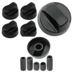Universal Black Control Knob & Adapters for Frigidaire Oven/Hob