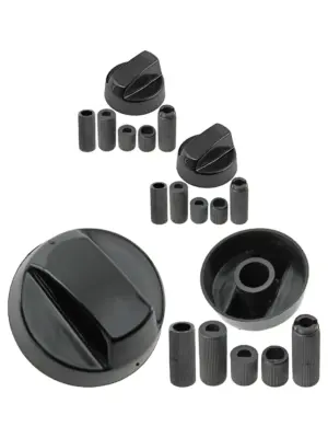 Universal Black Control Knob & Adapters for Hotpoint Oven/Hob