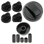 Universal Black Control Knob & Adapters for Ignis Cooker Hob
