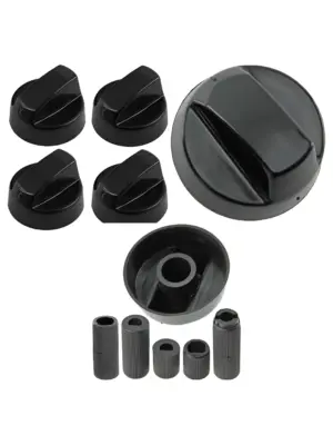 Universal Black Control Knob & Adapters for Ignis Cooker Hob