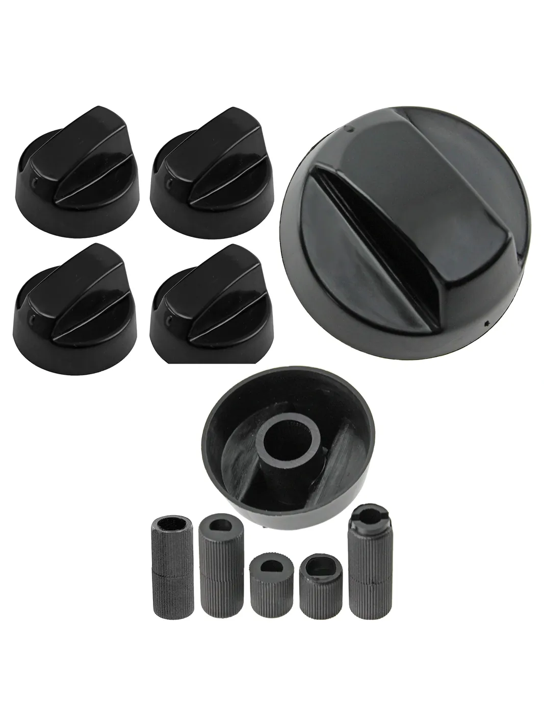 Universal Black Control Knob & Adapters for Ignis Cooker Hob