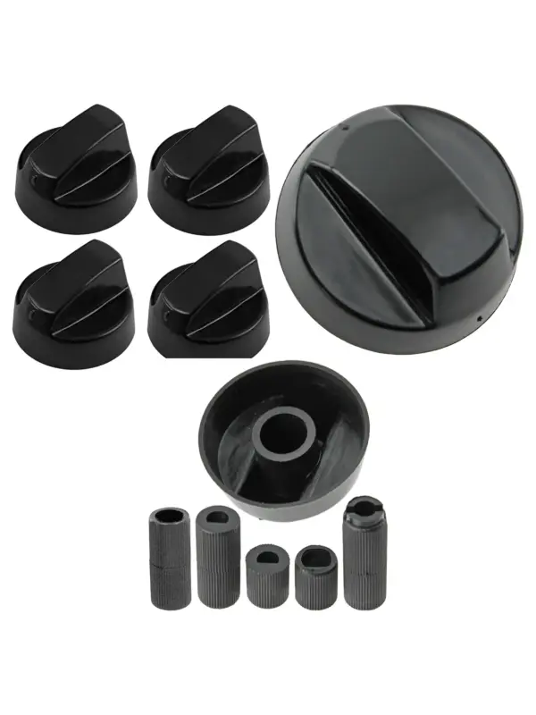 Universal Black Control Knob & Adapters for Teka Oven & Hob – 4 pcs