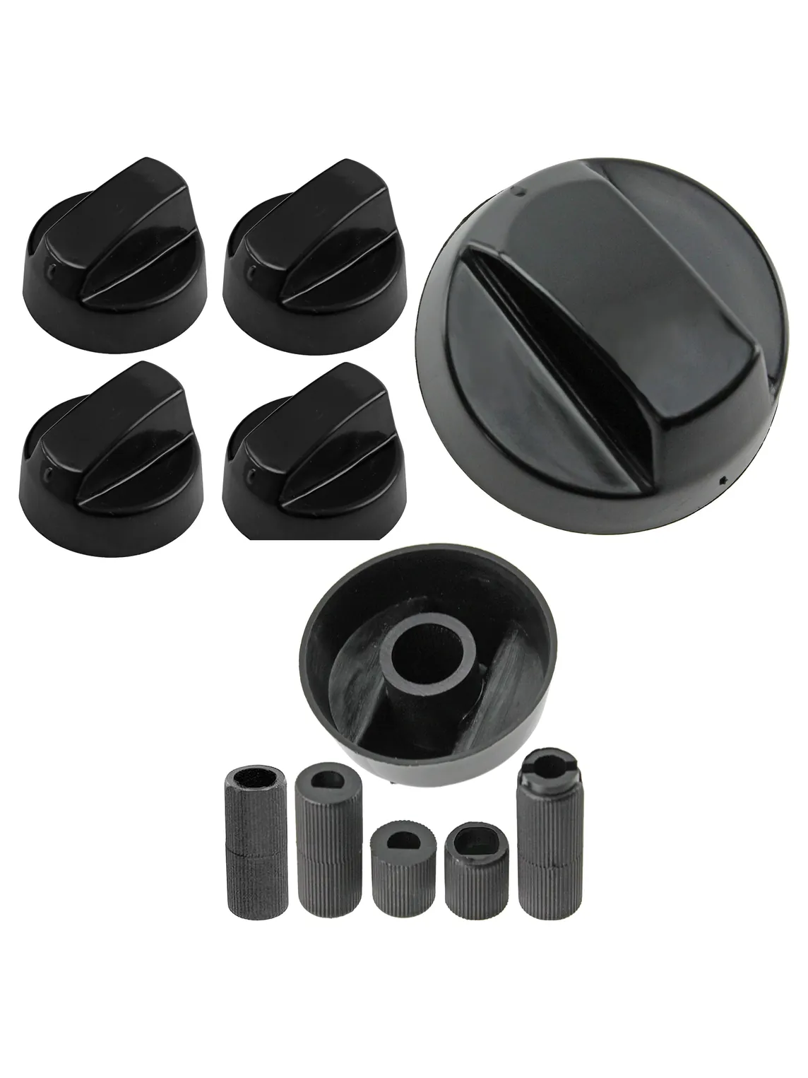 Universal Black Control Knob & Adapters for Teka Oven & Hob – 4 pcs