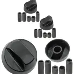 Universal Black Control Knob and Adapter for Smeg Oven Hob 2 pcs