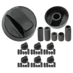 Universal Black Control Knob and Adapter Set 6 for Hygena Oven Hob
