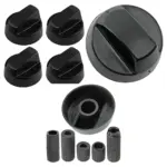 Universal Black Control Knob Set with Adapters – 4 for Hygena Ovens