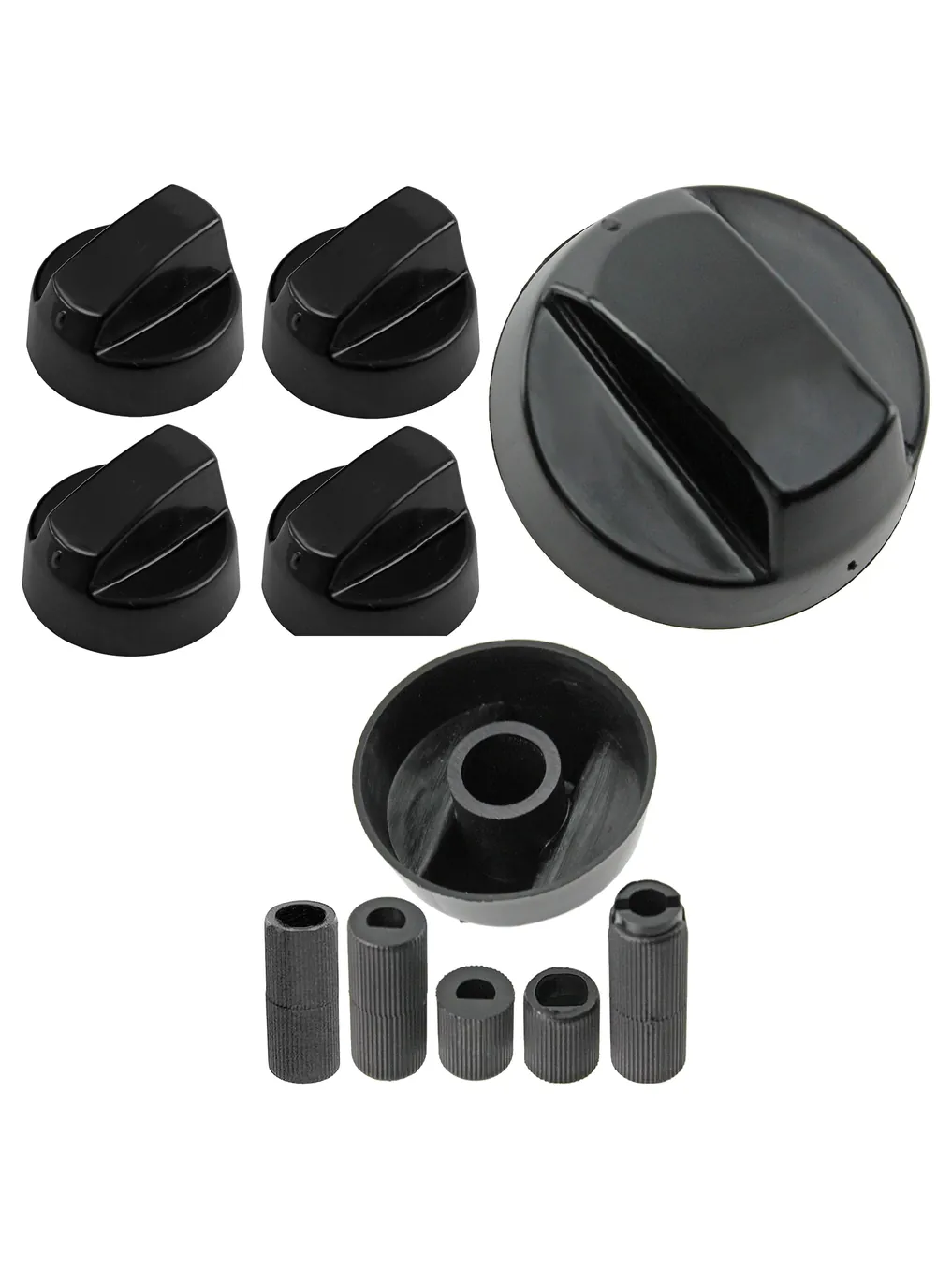 Universal Black Control Knob Set with Adapters – 4 for Hygena Ovens