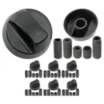 Universal Black Hotpoint Oven Control Knob Set with Adapters 6pcs