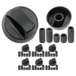 Universal Black Knob and Adapter Set for Creda Cooker Hob - 6 pcs