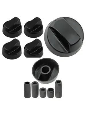 Universal Black Knob Set with Adapters for Siemens Oven & Hob – 4 pcs