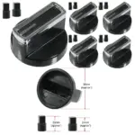 Universal Black Oven Hob Control Knob & Adapter – 38mm D‑Fit
