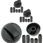 Universal Black Oven & Hob Control Knob Set with 2 Adaptors