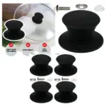 Universal Black Silicone Pan Lid Handles – Set of 4 for Saucepan & Pot
