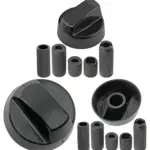 Universal Black Stove Control Knob with Adapters for Oven & Hob