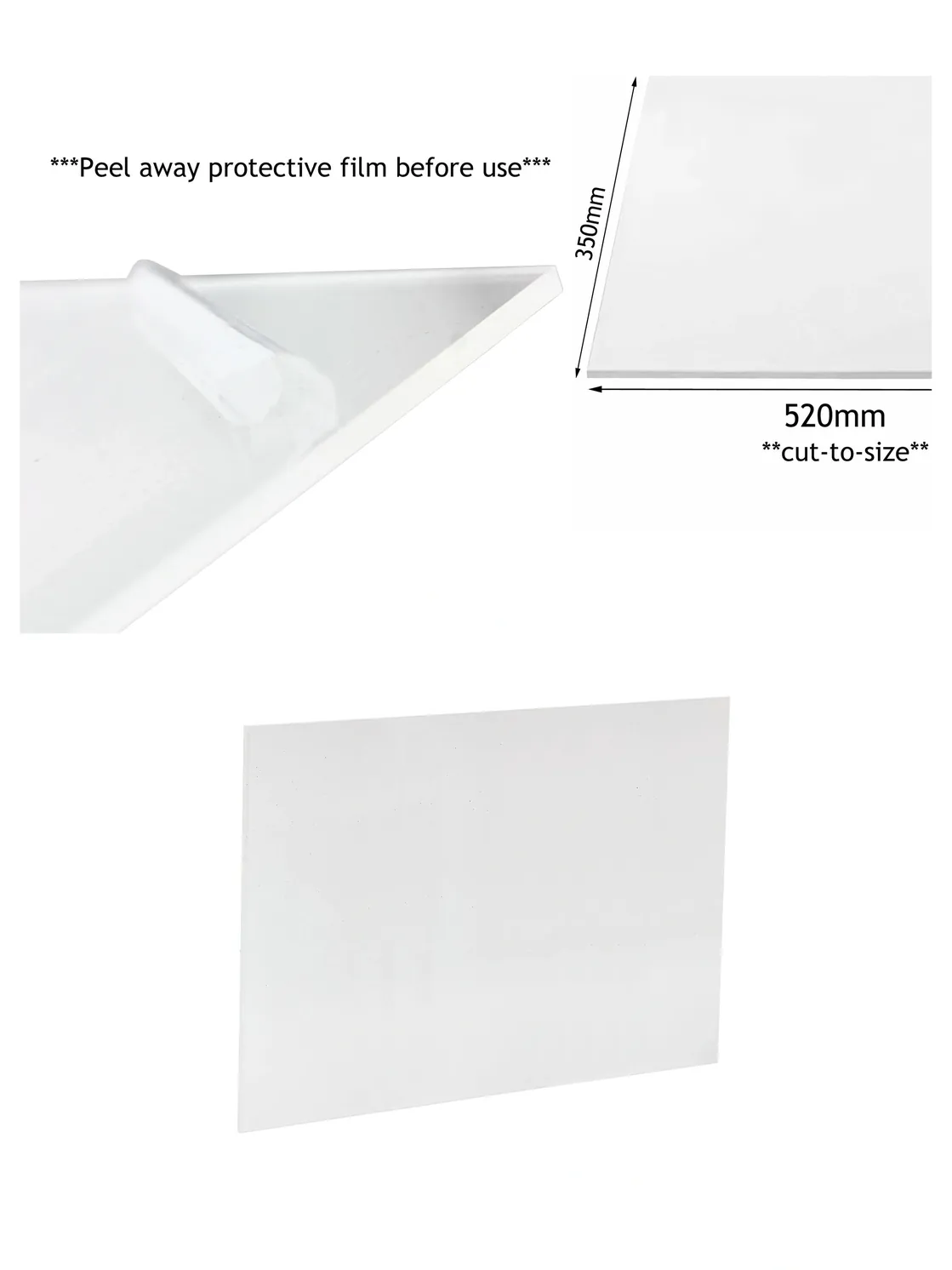 Universal Clear Fridge Crisper Shelf Cover – 520mm x 350mm, Cut-to-Fit