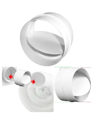 Universal Cooker Hood Duct Valve & Non‑Return Flap Connector 5‑125 mm