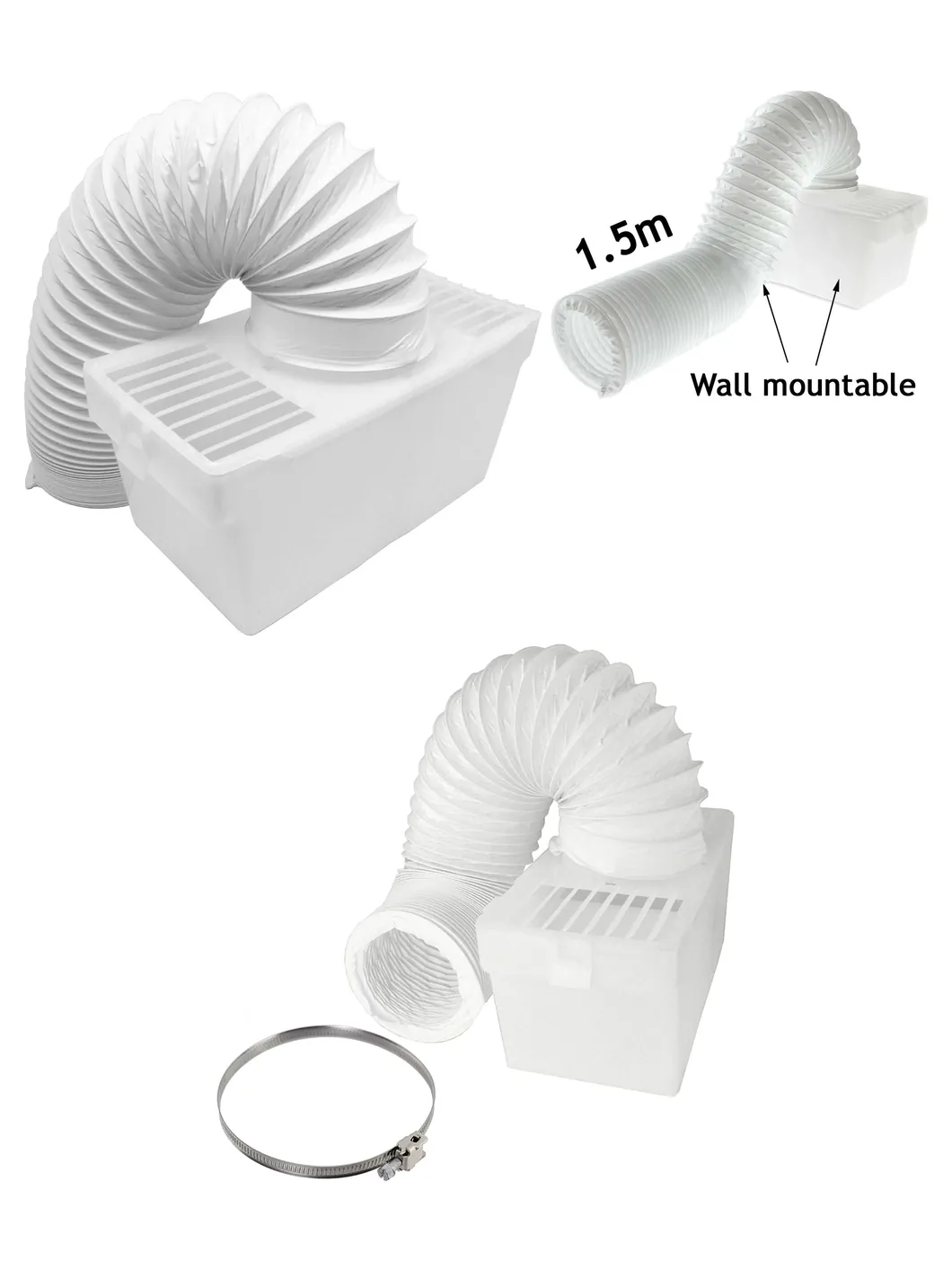 Universal Dryer Vent Kit – 100mm Condenser Box & Hose with Screw Clip