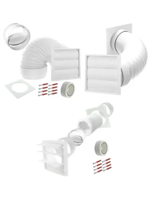 Universal Dryer Vent Kit – White Backdraft Flap, 4‑Piece 100mm Wall Vent