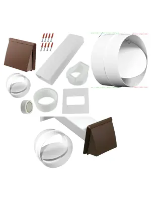 Universal Dryer Vent Kit with Backdraft Flap – 100mm Brown Wall Duct