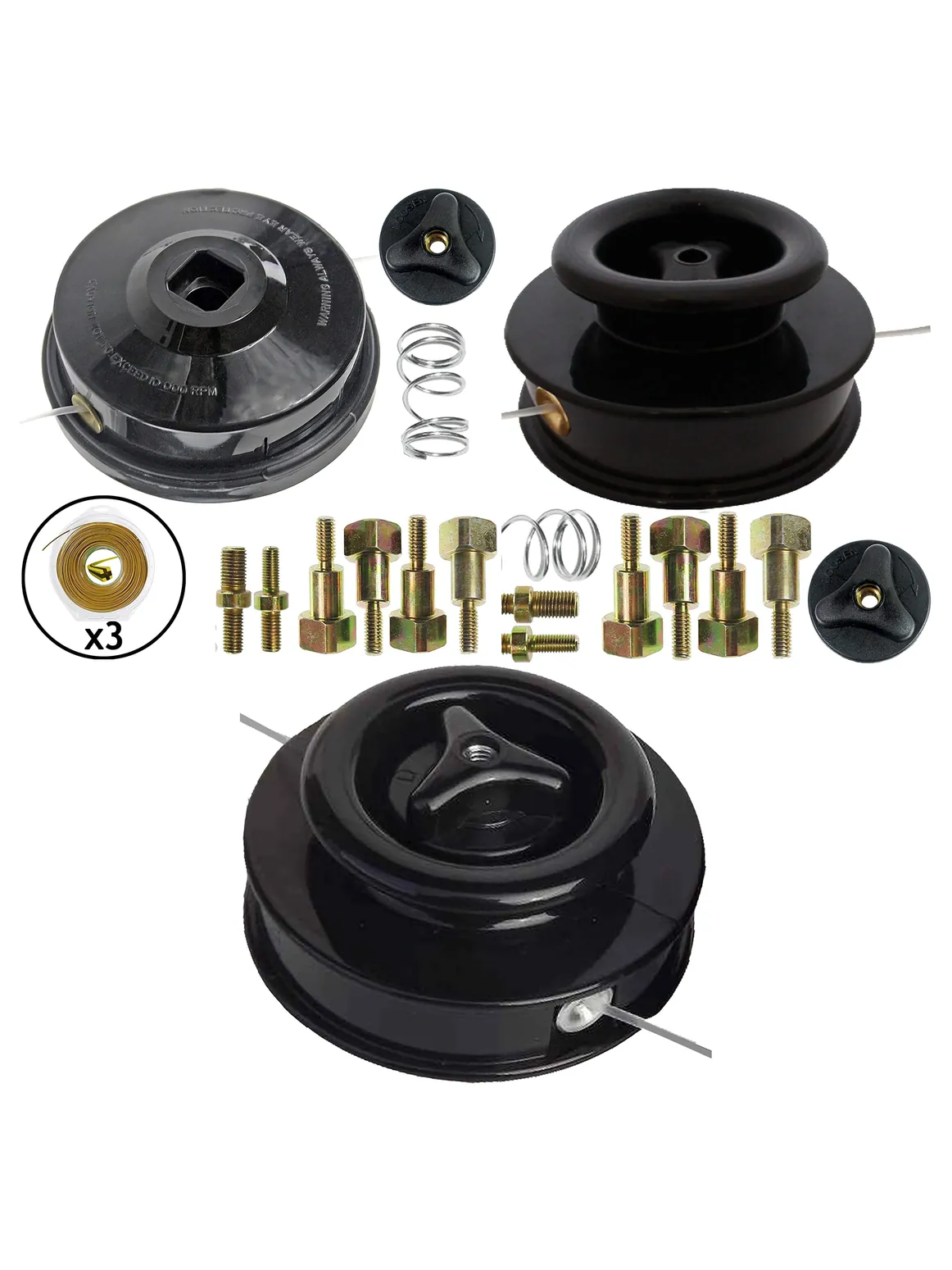 Universal Dual-Line Manual Feed Trimmer Head +3×80m Dual-Core Line